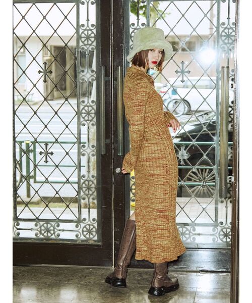 jouetie(ジュエティ)の「スキッパーニットワンピース(ワンピース・レディース・ピンク/パープル/ブラウン・MEDIUM)」の4枚目の写真