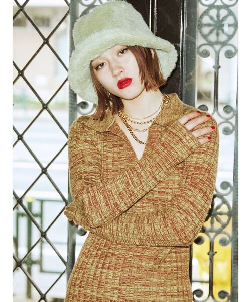 jouetie(ジュエティ)の「スキッパーニットワンピース(ワンピース・レディース・ピンク/パープル/ブラウン・MEDIUM)」の5枚目の写真