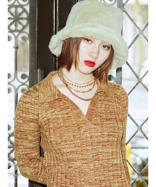 jouetie(ジュエティ)の「スキッパーニットワンピース(ワンピース・レディース・ピンク/パープル/ブラウン・MEDIUM)」の6枚目の写真