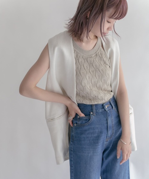 KBF（ケイビーエフ）の「カップ付きアメリカンスリーブニットタンクトップ（ニット/セーター・レディース・ダークブラウン/グレー/ベージュ系その他・ONE）」の2枚目の写真
