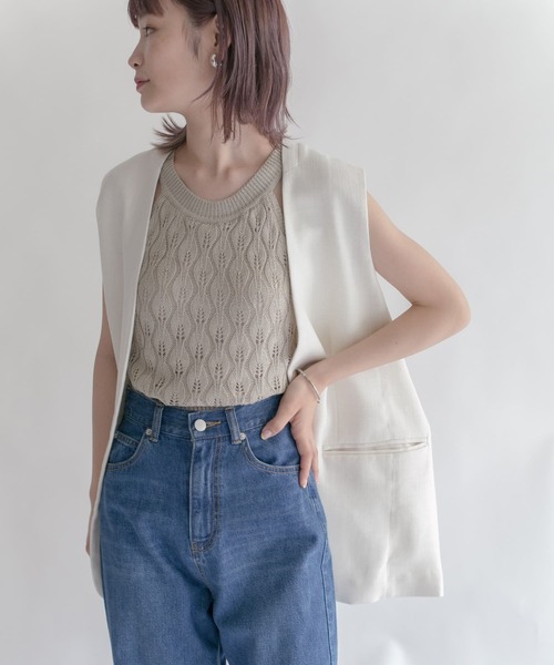 KBF（ケイビーエフ）の「カップ付きアメリカンスリーブニットタンクトップ（ニット/セーター・レディース・ダークブラウン/グレー/ベージュ系その他・ONE）」の4枚目の写真