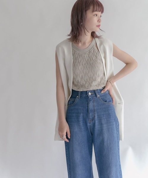 KBF（ケイビーエフ）の「カップ付きアメリカンスリーブニットタンクトップ（ニット/セーター・レディース・ダークブラウン/グレー/ベージュ系その他・ONE）」の5枚目の写真