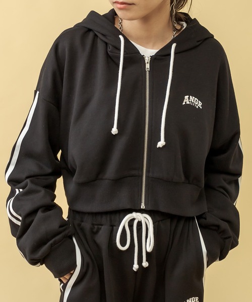 RASVOA(ラスボア)の「【セットアップ着用可】クロップド2ラインパーカー(パーカー・レディース・グレー/グリーン/ブラック・FREE)」の2枚目の写真