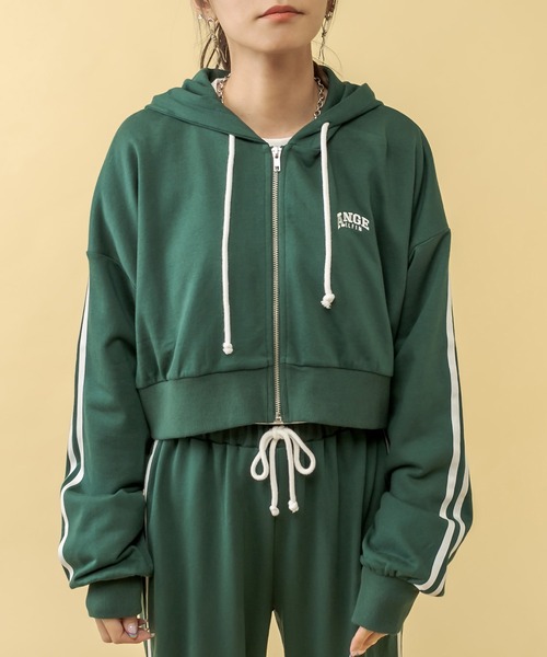 RASVOA(ラスボア)の「【セットアップ着用可】クロップド2ラインパーカー(パーカー・レディース・グレー/グリーン/ブラック・FREE)」の18枚目の写真