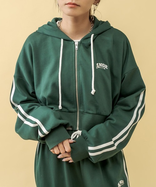 RASVOA(ラスボア)の「【セットアップ着用可】クロップド2ラインパーカー(パーカー・レディース・グレー/グリーン/ブラック・FREE)」の14枚目の写真