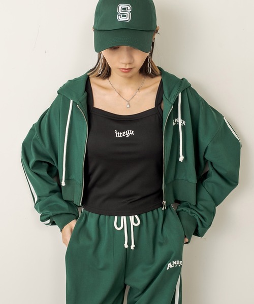 RASVOA(ラスボア)の「【セットアップ着用可】クロップド2ラインパーカー(パーカー・レディース・グレー/グリーン/ブラック・FREE)」の4枚目の写真