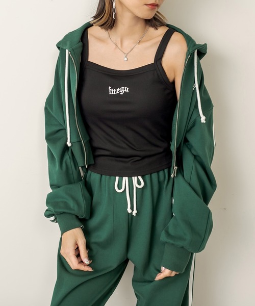 RASVOA(ラスボア)の「【セットアップ着用可】クロップド2ラインパーカー(パーカー・レディース・グレー/グリーン/ブラック・FREE)」の5枚目の写真