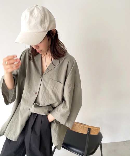 CANAL JEAN(キャナルジーン)の「El mar(エルマール) オーバーサイズ開襟シャツ(シャツ/ブラウス・レディース・グリーン/ブラック/ベージュ/カーキ/ブラウン・ONE SIZE)」の4枚目の写真