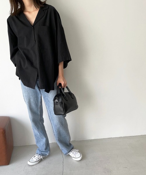 CANAL JEAN(キャナルジーン)の「El mar(エルマール) オーバーサイズ開襟シャツ(シャツ/ブラウス・レディース・グリーン/ブラック/ベージュ/カーキ/ブラウン・ONE SIZE)」の2枚目の写真