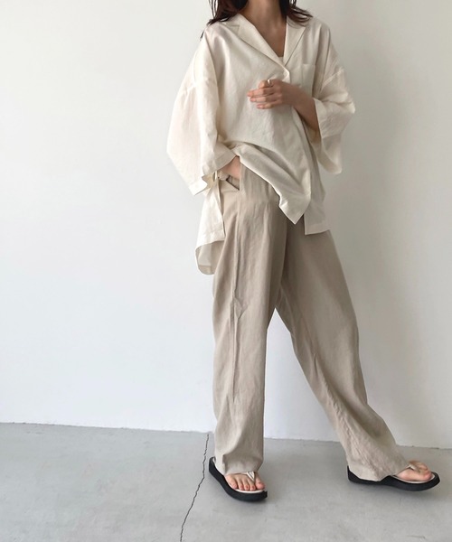 CANAL JEAN(キャナルジーン)の「El mar(エルマール) オーバーサイズ開襟シャツ(シャツ/ブラウス・レディース・グリーン/ブラック/ベージュ/カーキ/ブラウン・ONE SIZE)」の22枚目の写真