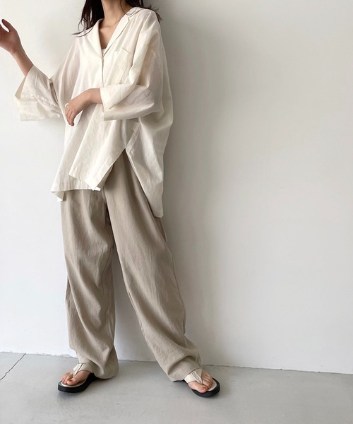 CANAL JEAN(キャナルジーン)の「El mar(エルマール) オーバーサイズ開襟シャツ(シャツ/ブラウス・レディース・グリーン/ブラック/ベージュ/カーキ/ブラウン・ONE SIZE)」の12枚目の写真