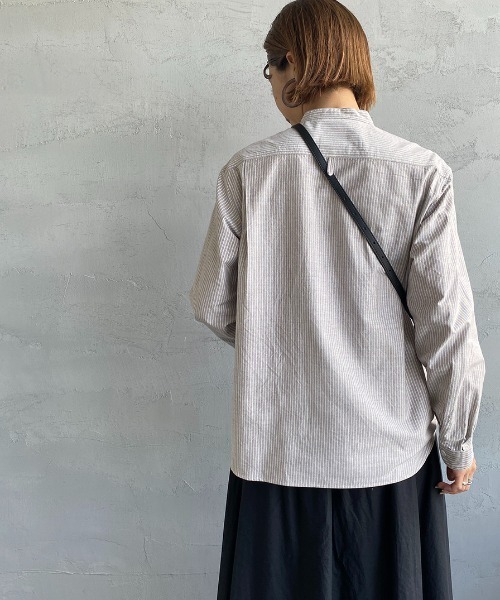 DANTON（ダントン）の「[DANTON/ダントン] バンドカラー オックスフォードシャツ（シャツ/ブラウス・レディース・ブラック/モカ・38/36/34）」の5枚目の写真