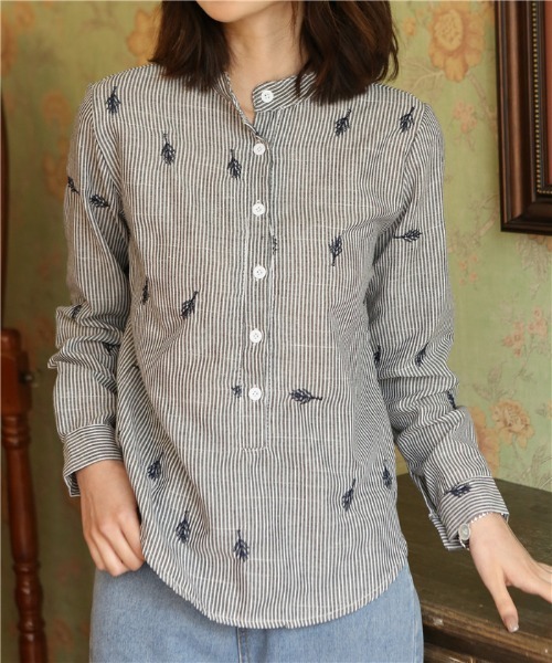 MAISON DE THERESE(メゾン ド テレーズ)の「長袖刺繍シャツブラウス(シャツ/ブラウス・レディース・グレー・M/L/S/X-LARGE)」の12枚目の写真