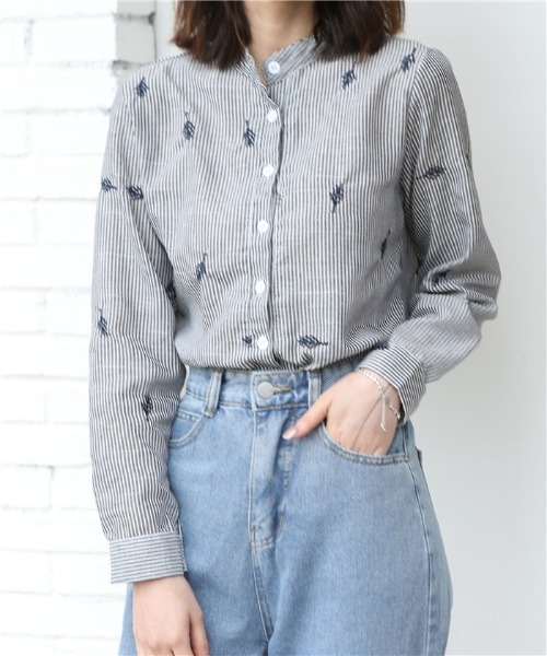 MAISON DE THERESE(メゾン ド テレーズ)の「長袖刺繍シャツブラウス(シャツ/ブラウス・レディース・グレー・M/L/S/X-LARGE)」の7枚目の写真