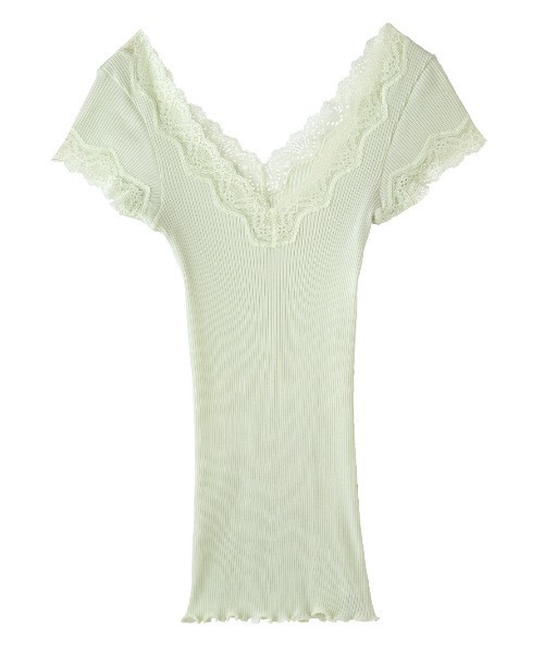 PEACH JOHN（ピーチジョン）の「【綿100％／肌に優しいオーガニックコットン。リブが伸びて気持ちよくフィット】オーガニックコットン半袖（ワキ汗パッド付き）（インナーウェア/肌着・レディース・ブラック/アイボリー/ヘザーグレー/ミント/ピンクベージュ/ブルーグレー/ラベンダー/ダークラベンダー/ライトブルー/ブラウン/スモークピンク/グレー・S/M/M/L）」の7枚目の写真