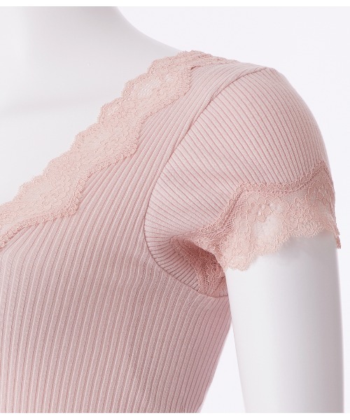 PEACH JOHN（ピーチジョン）の「【綿100％／肌に優しいオーガニックコットン。リブが伸びて気持ちよくフィット】オーガニックコットン半袖（ワキ汗パッド付き）（インナーウェア/肌着・レディース・ブラック/アイボリー/ヘザーグレー/ミント/ピンクベージュ/ブルーグレー/ラベンダー/ダークラベンダー/ライトブルー/ブラウン/スモークピンク/グレー・S/M/M/L）」の15枚目の写真