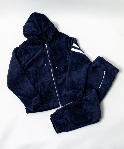 ADPOSION（アドポーション）の「シャギーボアジップパーカー（パーカー・メンズ・チャコールグレー/ベージュ/ネイビー/ブラック・LARGE/MEDIUM）」の6枚目の写真