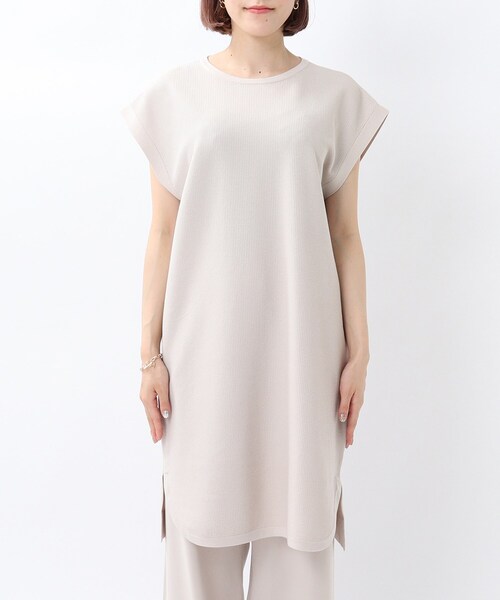 UNTITLED（アンタイトル）の「◆【洗える】コットンエステル ワッフルニットチュニック（チュニック・レディース・グレー系その他/ピンクゴールド/グレー系・02）」の4枚目の写真