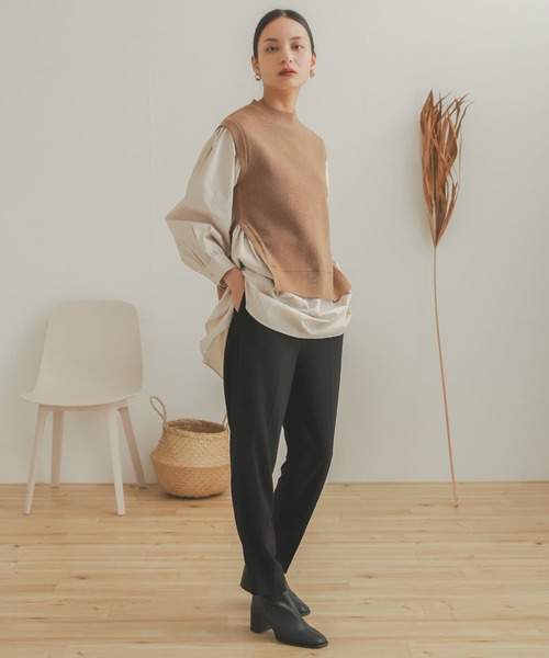 SENSE OF PLACE by URBAN RESEARCH（センスオブプレイスバイアーバンリサーチ）の「ブラウスドッキングセーター（ニット/セーター・レディース・ブラック/アイボリー/キャメル・ONE）」の4枚目の写真