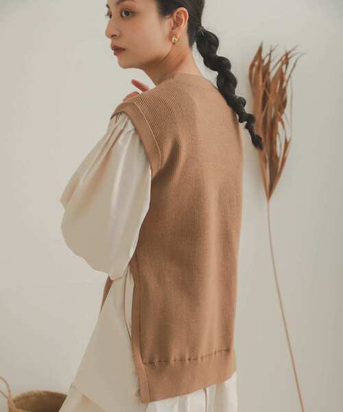 SENSE OF PLACE by URBAN RESEARCH（センスオブプレイスバイアーバンリサーチ）の「ブラウスドッキングセーター（ニット/セーター・レディース・ブラック/アイボリー/キャメル・ONE）」の8枚目の写真