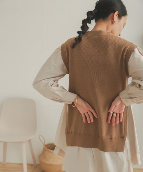 SENSE OF PLACE by URBAN RESEARCH（センスオブプレイスバイアーバンリサーチ）の「ブラウスドッキングセーター（ニット/セーター・レディース・ブラック/アイボリー/キャメル・ONE）」の10枚目の写真