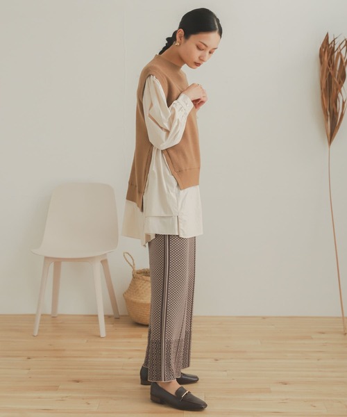 SENSE OF PLACE by URBAN RESEARCH（センスオブプレイスバイアーバンリサーチ）の「ブラウスドッキングセーター（ニット/セーター・レディース・ブラック/アイボリー/キャメル・ONE）」の14枚目の写真