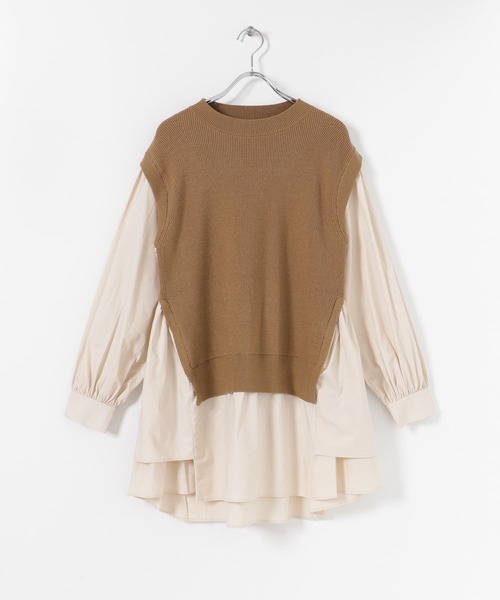 SENSE OF PLACE by URBAN RESEARCH（センスオブプレイスバイアーバンリサーチ）の「ブラウスドッキングセーター（ニット/セーター・レディース・ブラック/アイボリー/キャメル・ONE）」の17枚目の写真