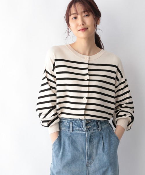 GLOBAL WORK（グローバルワーク）の「洗えるリラックスクルーカーディガン/957964（カーディガン/ボレロ・レディース・ブラック/ダークグリーン/アイボリー/ホワイト系その他/イエロー系その他・MEDIUM/LARGE）」の3枚目の写真