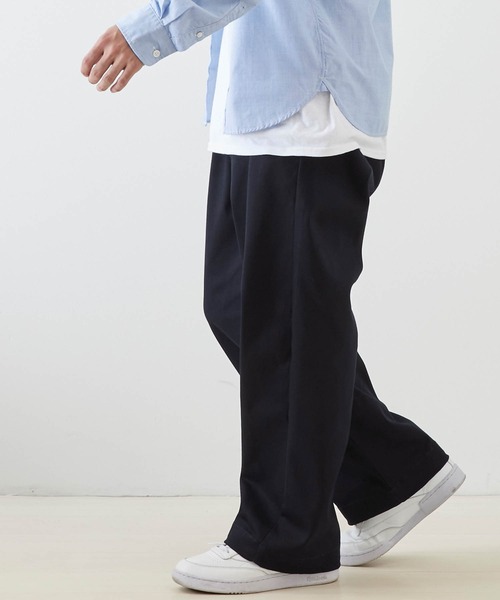 Craft Nicholson(クラフトニコルソン)の「ストレッチカツラギ タックワイドチノパンツ(チノパンツ・メンズ・ストライプ/ブラウン系その他/ネイビー/グレー系その他/グレー系その他2/ブラック・L/S/M)」の1枚目の写真