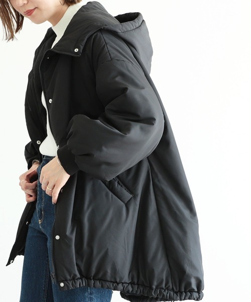 reca（レカ）の「ミドル丈中綿モンスターパーカー（ダウンジャケット/コート・レディース・アイボリー/ブラック/ベージュ/カーキ・M/L）」の3枚目の写真