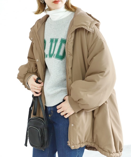 reca（レカ）の「ミドル丈中綿モンスターパーカー（ダウンジャケット/コート・レディース・アイボリー/ブラック/ベージュ/カーキ・M/L）」の15枚目の写真