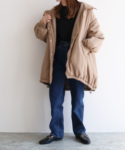 reca（レカ）の「ミドル丈中綿モンスターパーカー（ダウンジャケット/コート・レディース・アイボリー/ブラック/ベージュ/カーキ・M/L）」の10枚目の写真