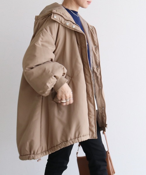 reca（レカ）の「ミドル丈中綿モンスターパーカー（ダウンジャケット/コート・レディース・アイボリー/ブラック/ベージュ/カーキ・M/L）」の12枚目の写真