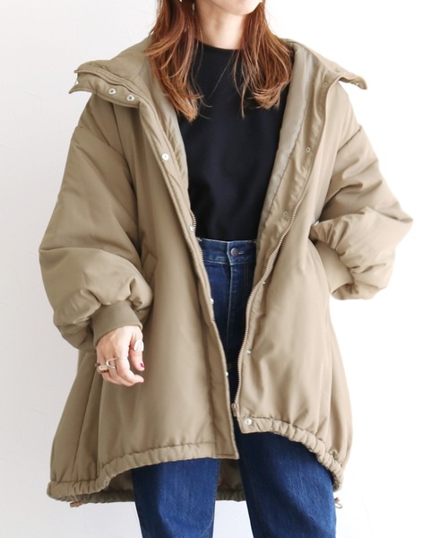 reca（レカ）の「ミドル丈中綿モンスターパーカー（ダウンジャケット/コート・レディース・アイボリー/ブラック/ベージュ/カーキ・M/L）」の22枚目の写真