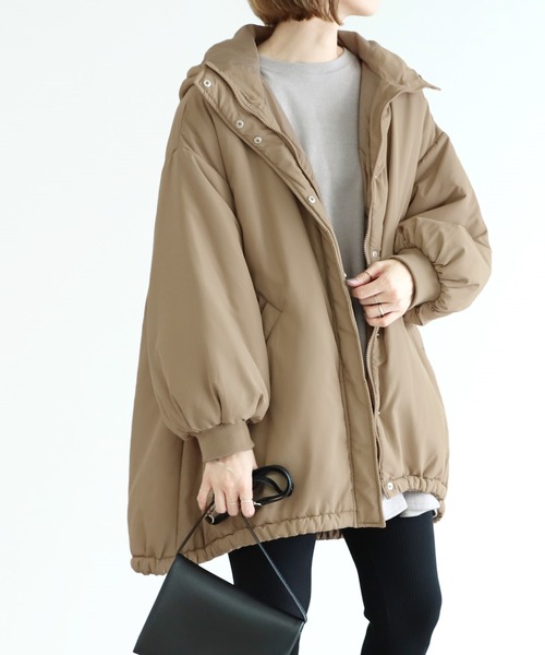 reca（レカ）の「ミドル丈中綿モンスターパーカー（ダウンジャケット/コート・レディース・アイボリー/ブラック/ベージュ/カーキ・M/L）」の19枚目の写真