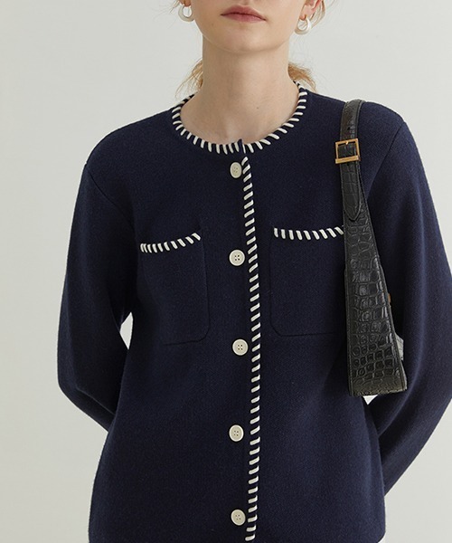 Fano Studios（ファノ ストゥディオズ）の「【Fano Studios】White stitch knit cardigan FQ21S110（カーディガン/ボレロ・レディース・ネイビー・M/L/S）」の12枚目の写真