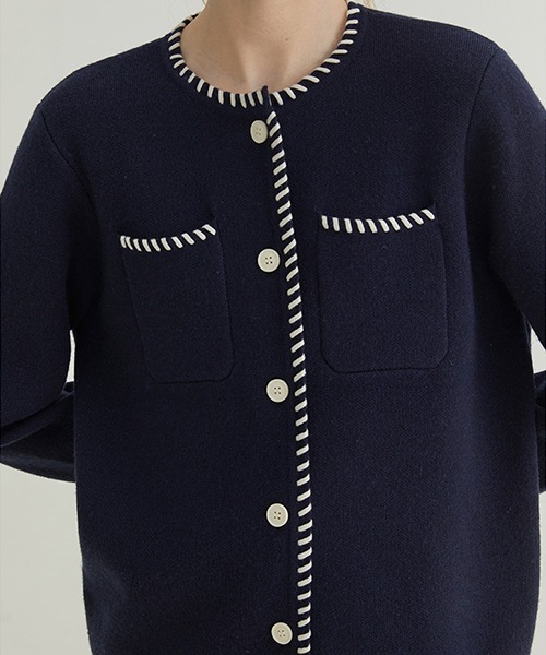 Fano Studios（ファノ ストゥディオズ）の「【Fano Studios】White stitch knit cardigan FQ21S110（カーディガン/ボレロ・レディース・ネイビー・M/L/S）」の7枚目の写真