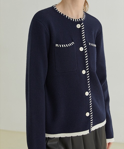 Fano Studios（ファノ ストゥディオズ）の「【Fano Studios】White stitch knit cardigan FQ21S110（カーディガン/ボレロ・レディース・ネイビー・M/L/S）」の15枚目の写真