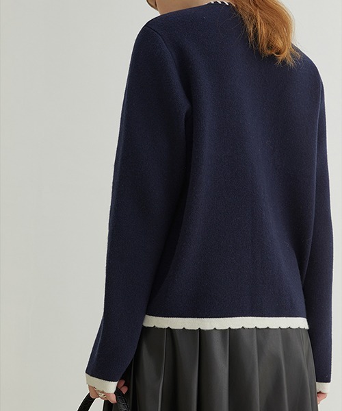 Fano Studios（ファノ ストゥディオズ）の「【Fano Studios】White stitch knit cardigan FQ21S110（カーディガン/ボレロ・レディース・ネイビー・M/L/S）」の6枚目の写真