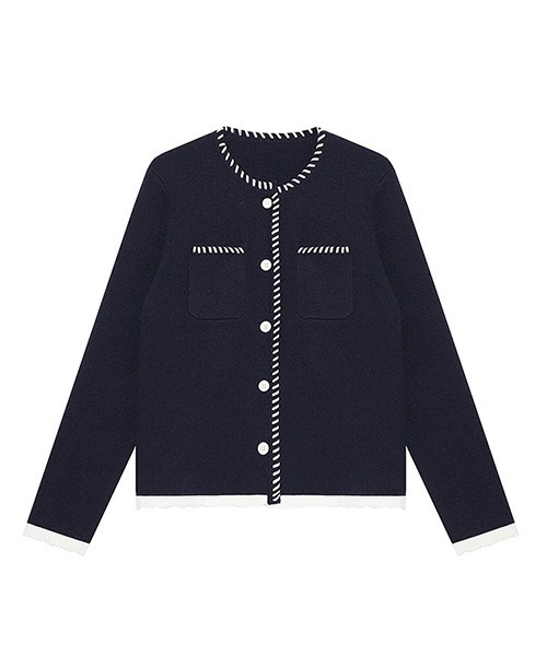 Fano Studios（ファノ ストゥディオズ）の「【Fano Studios】White stitch knit cardigan FQ21S110（カーディガン/ボレロ・レディース・ネイビー・M/L/S）」の9枚目の写真