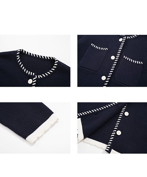 Fano Studios（ファノ ストゥディオズ）の「【Fano Studios】White stitch knit cardigan FQ21S110（カーディガン/ボレロ・レディース・ネイビー・M/L/S）」の8枚目の写真
