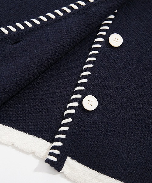Fano Studios（ファノ ストゥディオズ）の「【Fano Studios】White stitch knit cardigan FQ21S110（カーディガン/ボレロ・レディース・ネイビー・M/L/S）」の5枚目の写真