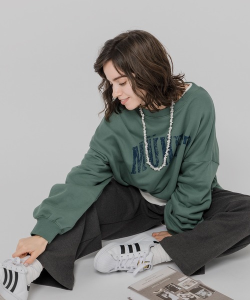 MUHET（ミュエータ）の「【3点セット】裏毛スウェット×ロンT×ネックレス（スウェット・レディース・ネイビー/ライトグリーン/マスタード・FREE）」の19枚目の写真