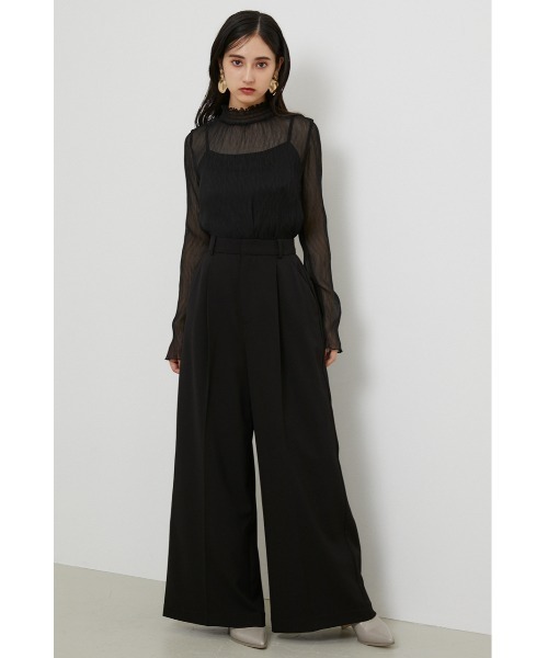 rienda(リエンダ)の「ロングワイドパンツ(スラックス・レディース・ライトグリーン/ブラック/ライトベージュ・SMALL/MEDIUM)」の10枚目の写真