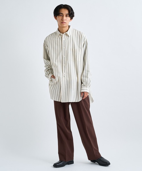 So_lemn（ソレム）の「【so_lemn/ソレム】ウールギャバジンワイドスラックスパンツ（スラックス・メンズ・ブラウン/ネイビー・1/2）」の4枚目の写真