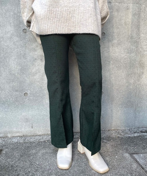 JUGLANS(ユグランス)の「☆ レトロなムード。幾何学柄フロントスリットフレアパンツ(その他パンツ・レディース・ブラック/ブラウン/オフホワイト/モスグリーン・FREE)」の20枚目の写真