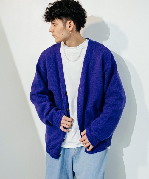 Ressaca（レサーカ）の「オーバーサイズ モヘアライク ニットルーズカーディガン（カーディガン/ボレロ・メンズ・ブラック/グリーン/マスタード/パープル/レッド/グレー・M/L）」の9枚目の写真