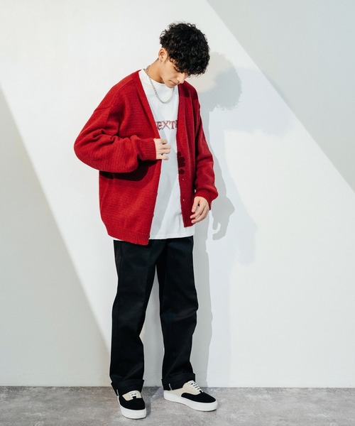 Ressaca（レサーカ）の「オーバーサイズ モヘアライク ニットルーズカーディガン（カーディガン/ボレロ・メンズ・ブラック/グリーン/マスタード/パープル/レッド/グレー・M/L）」の12枚目の写真