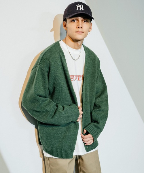 Ressaca（レサーカ）の「オーバーサイズ モヘアライク ニットルーズカーディガン（カーディガン/ボレロ・メンズ・ブラック/グリーン/マスタード/パープル/レッド/グレー・M/L）」の8枚目の写真