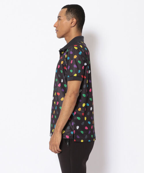 RAWLIFE(ロウライフ)の「BACK SPIN!/バックスピン!/【RollingStones】RS LICKS Pattern POLO SHIRT(ポロシャツ・メンズ・ホワイト/その他/ブラック・MEDIUM/LARGE/X-LARGE/SMALL)」の4枚目の写真